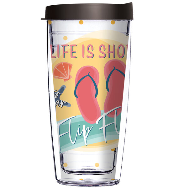 28oz Sport Tumbler - Life is Short, So Wear Flip Flops w/ Gray Lid ST-12334