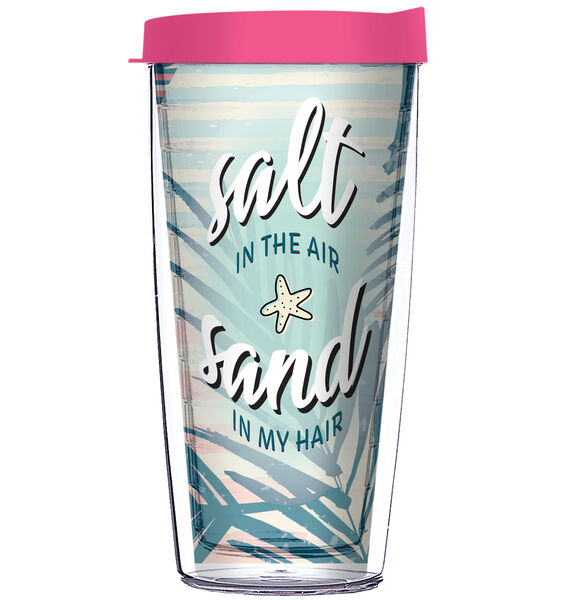 18oz Handle Mug - Salt in the Air, Sand in my Hair w/ Black Lid 06-12342