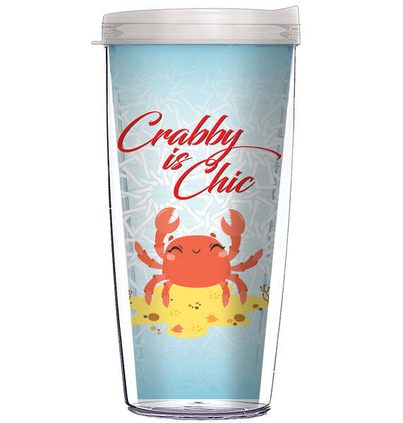 22oz Tumbler - Crabby is Chic w/ Clear Lid 08-12345