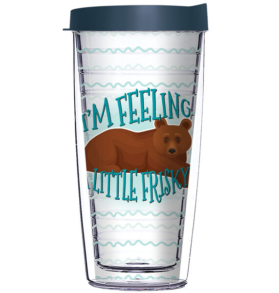 28oz Mega Tumbler - I'm Feeling a Little Frisky Bear w/ Blue Lid H2-12346