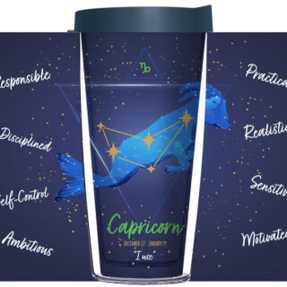 24oz Flareside Tumbler - Capricorn Astrology on Blue Starfield w/ Blue Lid 24F-12354