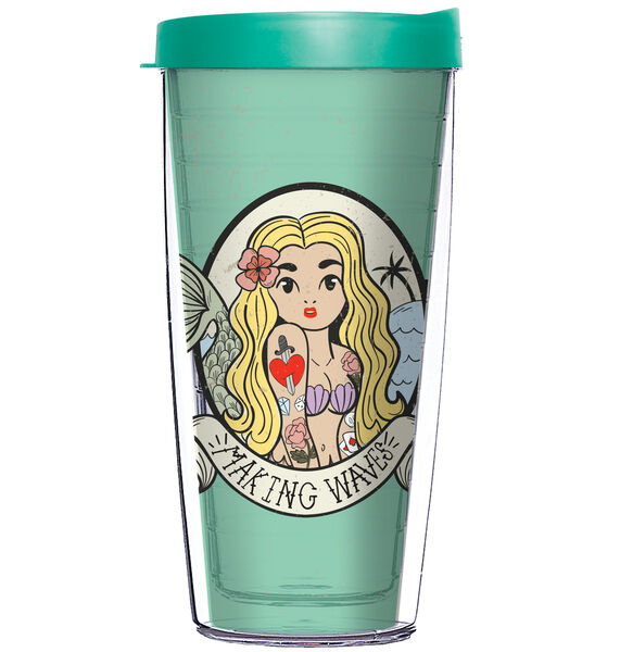 24oz Flareside Tumbler - Mermaid Making Waves w/ Black Lid 24F-12368