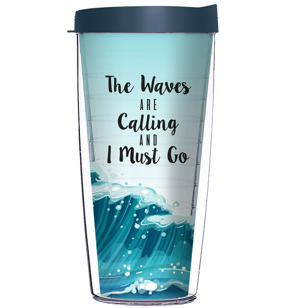 16oz Short Tumbler - The Waves are Calling and I Must Go without lid 01-12381