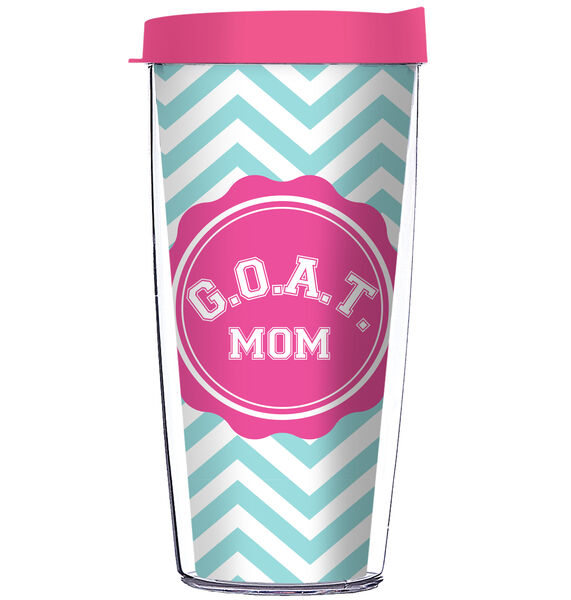 16oz Tumbler - GOAT Mom Chevron w/ Pink Lid 02-12388