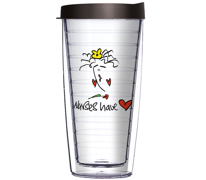 16oz Short Tumbler - Nurses Have Heart without lid 01-12396