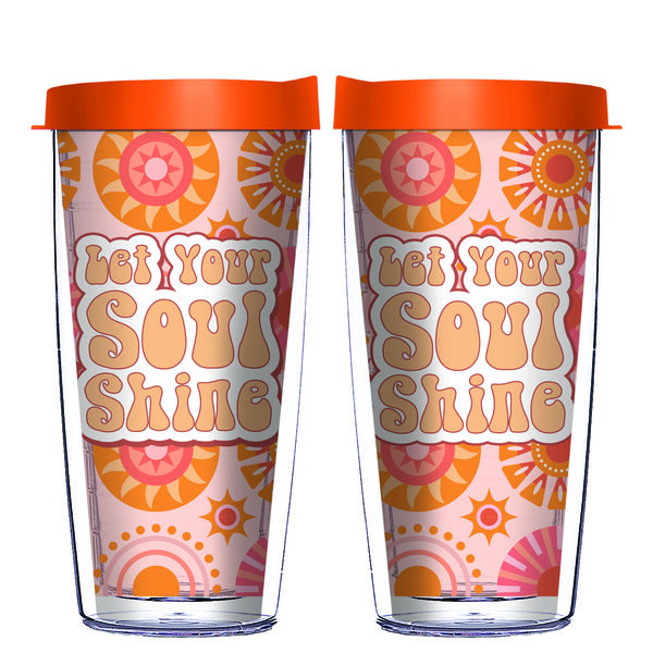 16oz Tumbler - Let Your Soul Shine w/ Orange Lid 02-12400