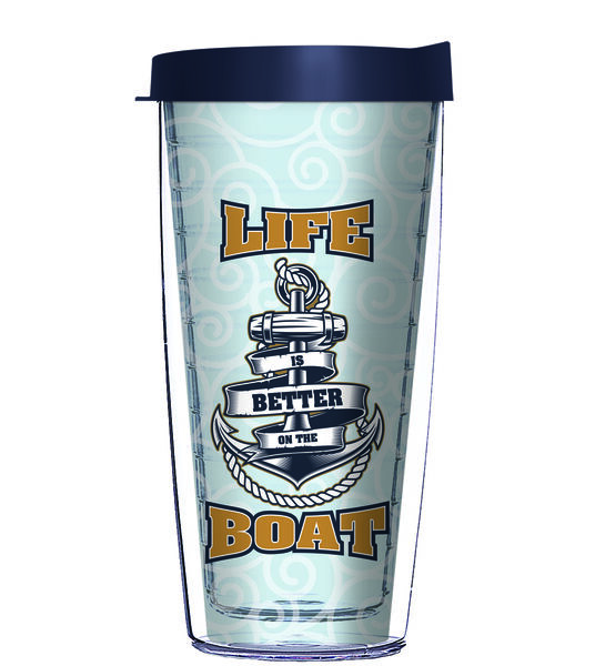 16oz Short Tumbler - Life is Better on the Boat without lid 01-12401