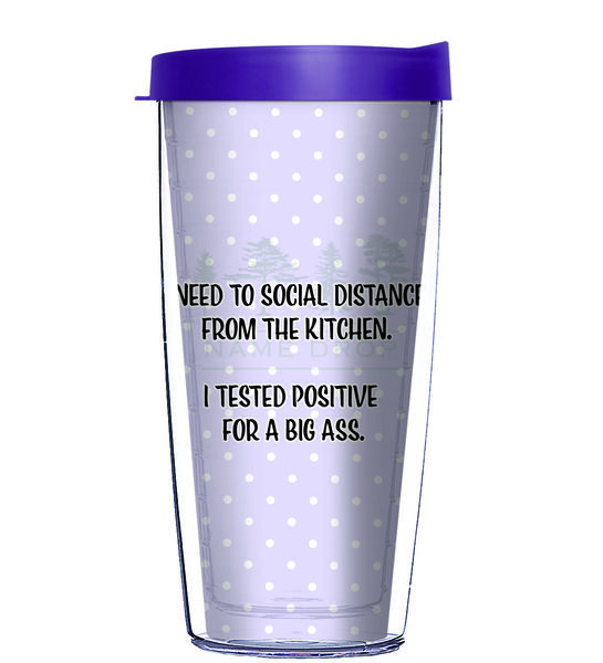 28oz Mega Tumbler - Social Distance from the Kitchen w/ Purple Lid H2-12405