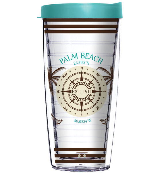 28oz Mega Tumbler - Palm Beach Coordinates w/ Teal Lid H2-12413