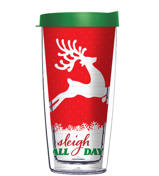 24oz Flareside Tumbler - Sleigh All Day Reindeer Christmas w/ Black Lid 24F-12422