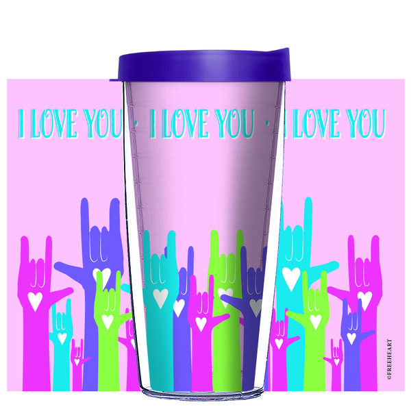 16oz Short Tumbler - I Love You Sign Hand without lid 01-12426