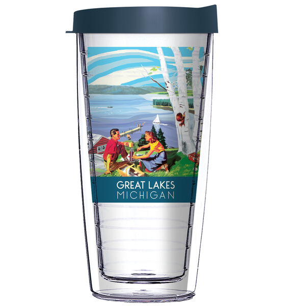 24oz Flareside Tumbler - Great Lakes Michigan w/ Blue Lid 24F-12442