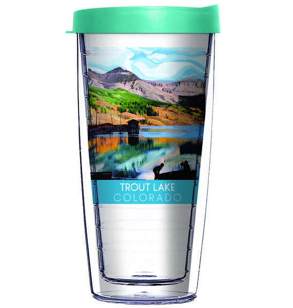 28oz Mega Tumbler - Trout Lake Colorado w/ Turquoise Lid H2-12444