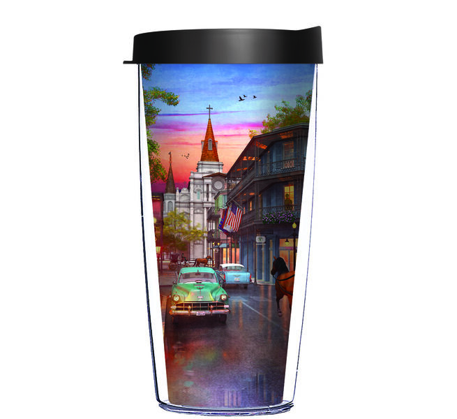 22oz Tumbler - Carriage in French Quarter 30671 w/ Black Lid 08-12477