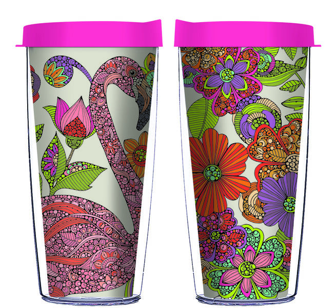 24oz Flareside Tumbler - Valentina Harper Flamingo Puzzle 26490 w/ Black Lid 24F-12487