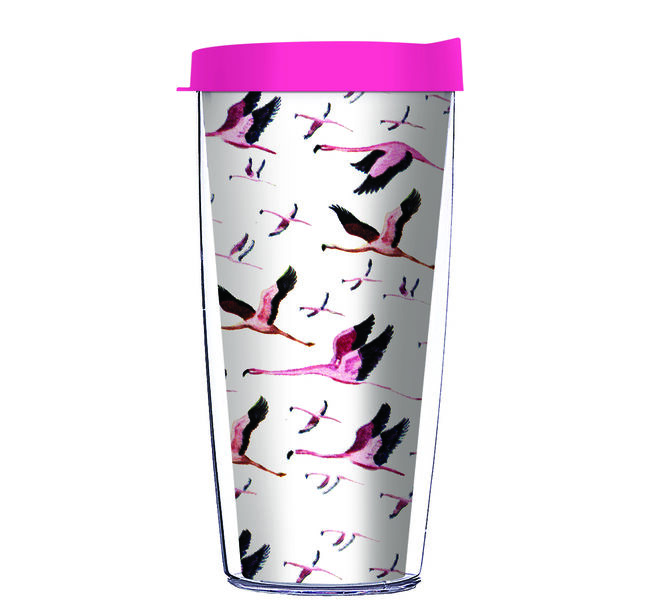 28oz Sport Tumbler - Flamingos in Flight 519670401 w/ Gray Lid ST-12498