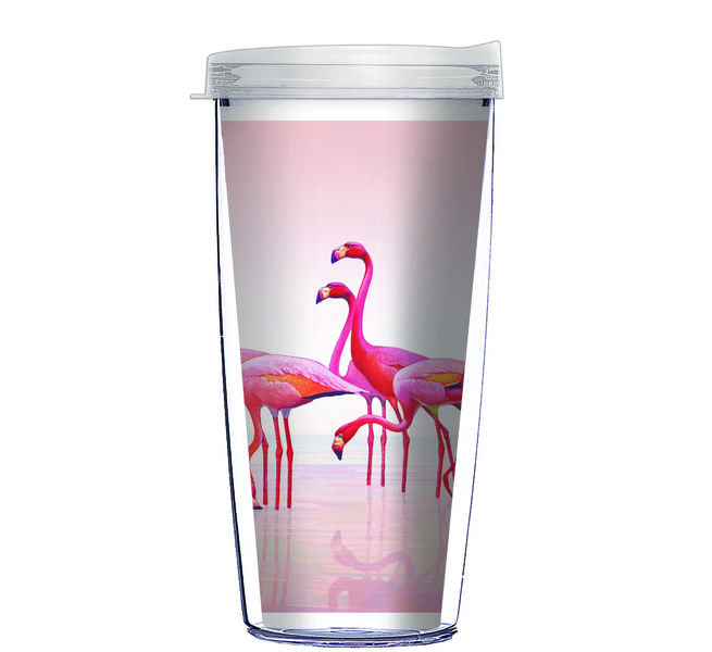 24oz Flareside Tumbler - Flamingos in Pink Water w/ Black Lid 24F-12500