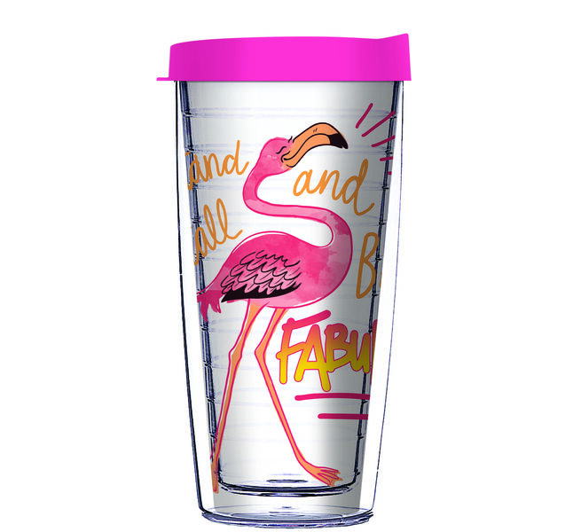 28oz Mega Tumbler - Stand Tall & Be Fabulous HD19680201 w/ Pink Lid H2-12501