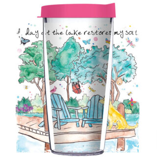 28oz Sport Tumbler - A Day at the Lake Restores my Soul w/ Gray Lid ST-12502