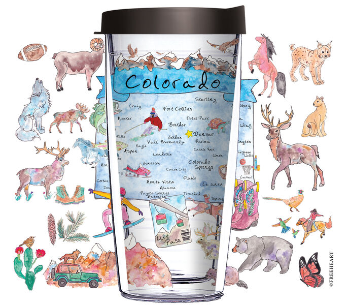 24oz Flareside Tumbler - Colorado Map w/ Black Lid 24F-12503