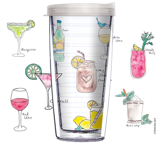 22oz Tumbler - Favorite Drinks w/ Clear Lid 08-12507