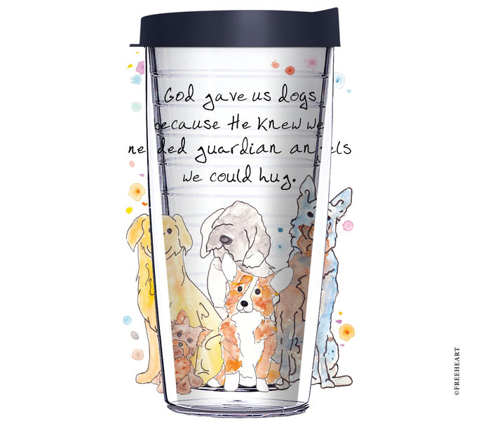 28oz Mega Tumbler - God Gave Us Dogs We Could Hug w/ Navy Lid H2-12509