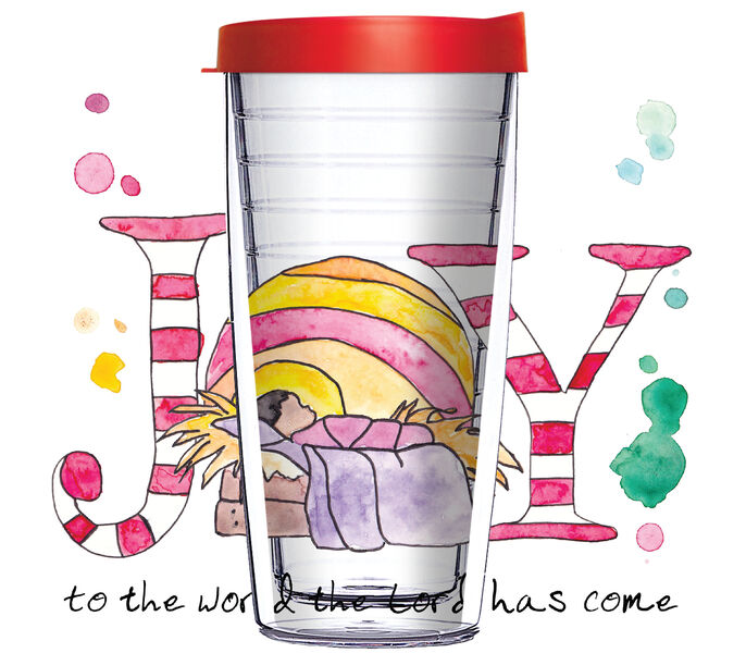 16oz Tumbler - Joy to the World the Lord has Come w/ Red Lid 02-12518