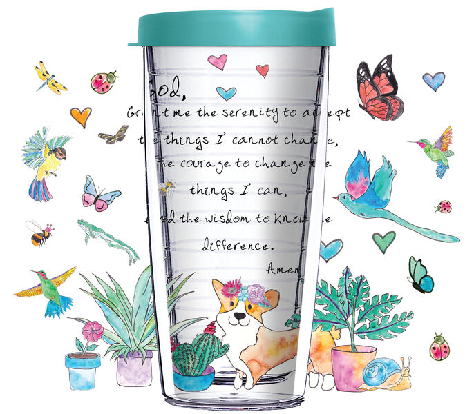 16oz Short Tumbler - God Grant Me Serenity Prayer without lid 01-12519