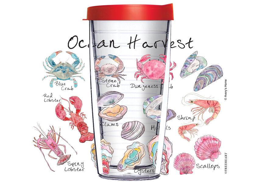 28oz Mega Tumbler - Ocean Harvest TC7 w/ Red Lid H2-12525