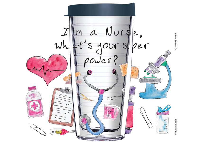 16oz Tumbler - I?m a Nurse TY4 w/ Blue Lid 02-12533