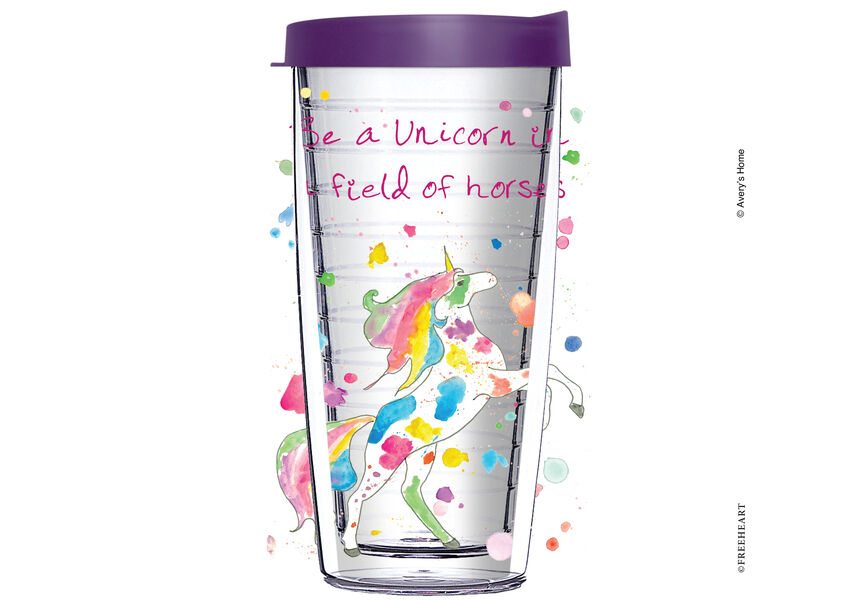 28oz Mega Tumbler - Be a Unicorn Custom33 w/ Purple Lid H2-12535