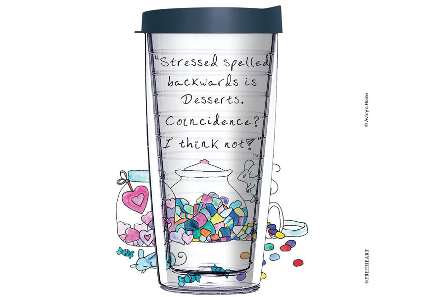 28oz Mega Tumbler - Desserts Spelled Backwards TK7 w/ Blue Lid H2-12536