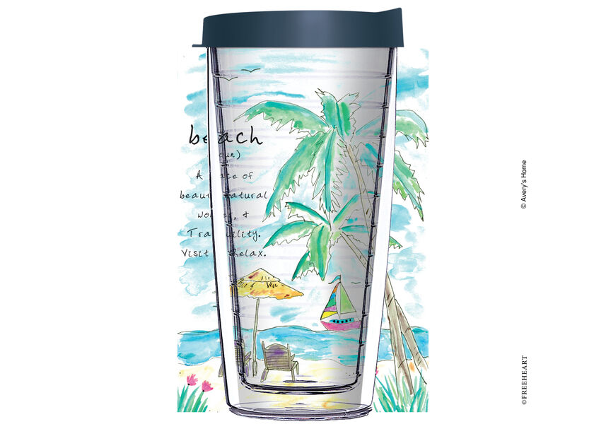 28oz Mega Tumbler - Beach Definition TC9 w/ Blue Lid H2-12538