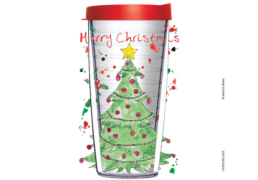 16oz Tumbler - Merry Christmas TW2 w/ Red Lid 02-12541