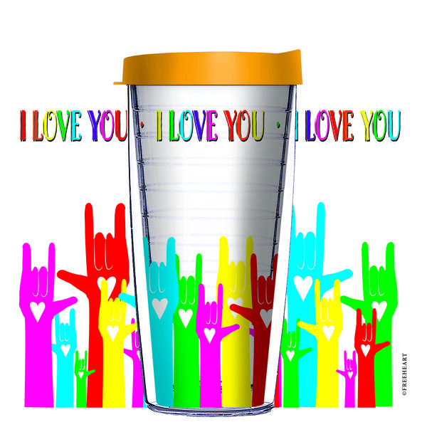 24oz Flareside Tumbler - I Love You in Sign Clear - Rainbow w/ Black Lid 24F-12544