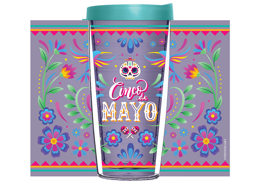 28oz Mega Tumbler - Cinco de Mayo w/ Turquoise Lid H2-12559