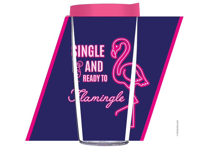 22oz Tumbler - Single and Ready to Flamingle w/ Pink Lid 08-12561