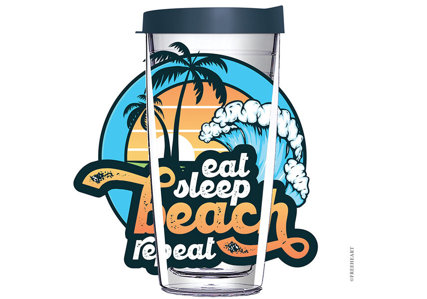 24oz Flareside Tumbler - Eat Sleep Beach Repeat w/ Blue Lid 24F-12562