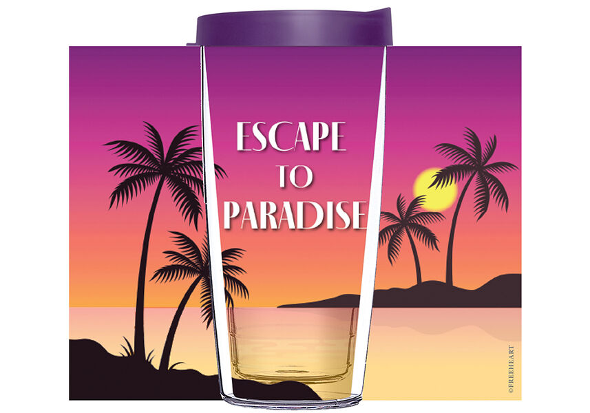 16oz Tumbler - Escape to Paradise Purple w/ Purple Lid 02-12563