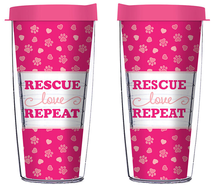 16oz Tumbler - Rescue Love Repeat w/ Pink Lid 02-12569