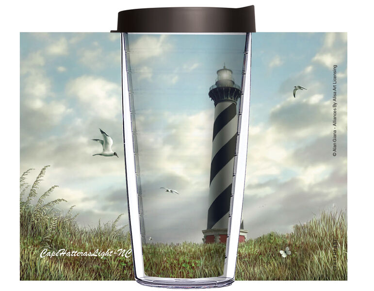 16oz Short Tumbler - Alan Giana Cape Hatteras Lighthouse2 NC without lid 01-12572