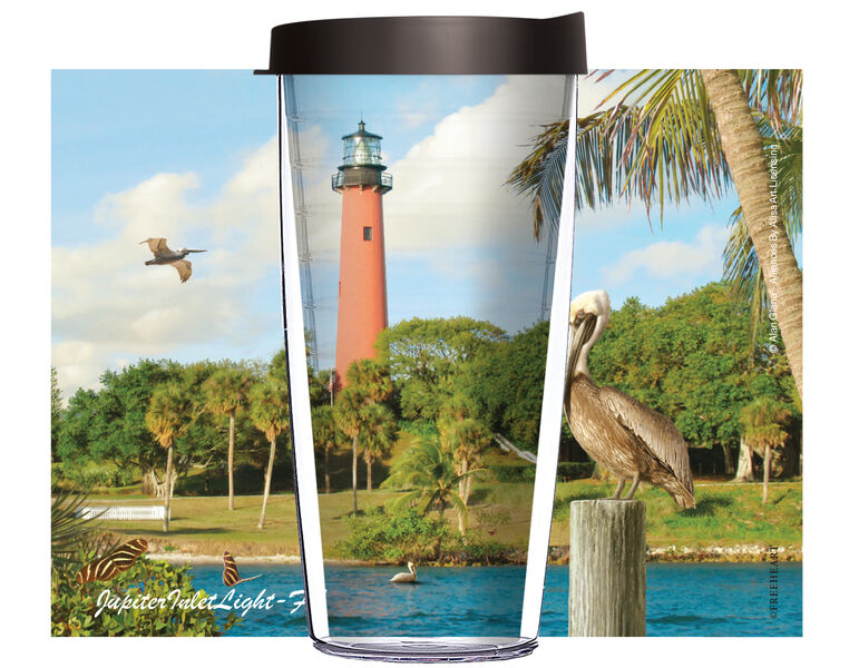 22oz Tumbler - Alan Giana Jupiter Inlet FL w/ Black Lid 08-12576