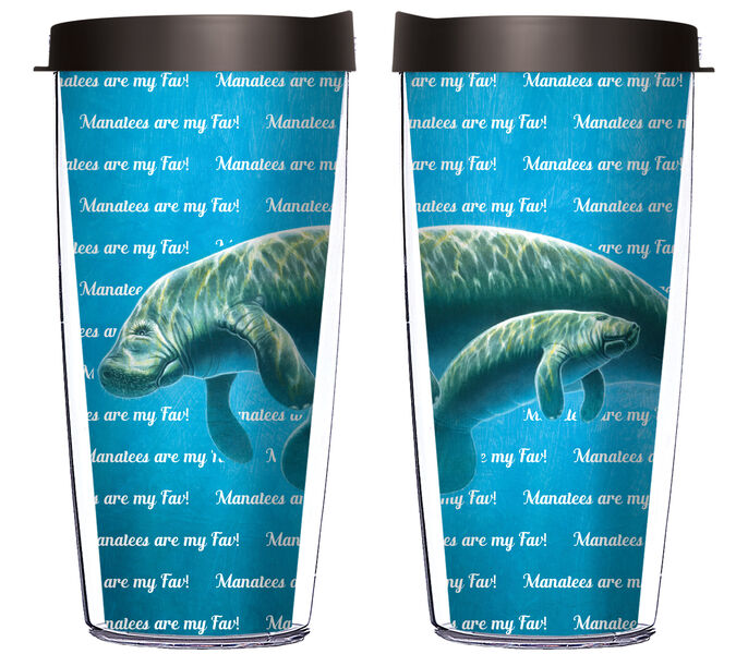 18oz Handle Mug - Manatees are My Fav w/ Black Lid 06-12590