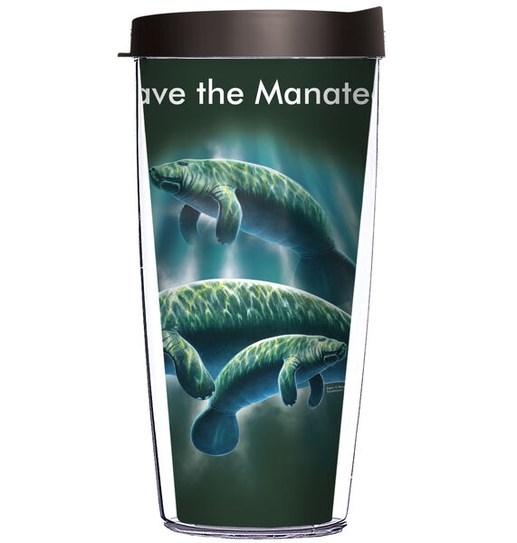 22oz Tumbler - Save the Manatees w/ Black Lid 08-12591