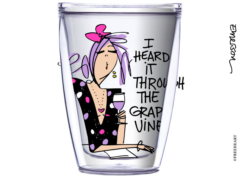 16oz Tumbler - I Heard it through the Grapevine WP07 w/ Purple Lid 02-12594