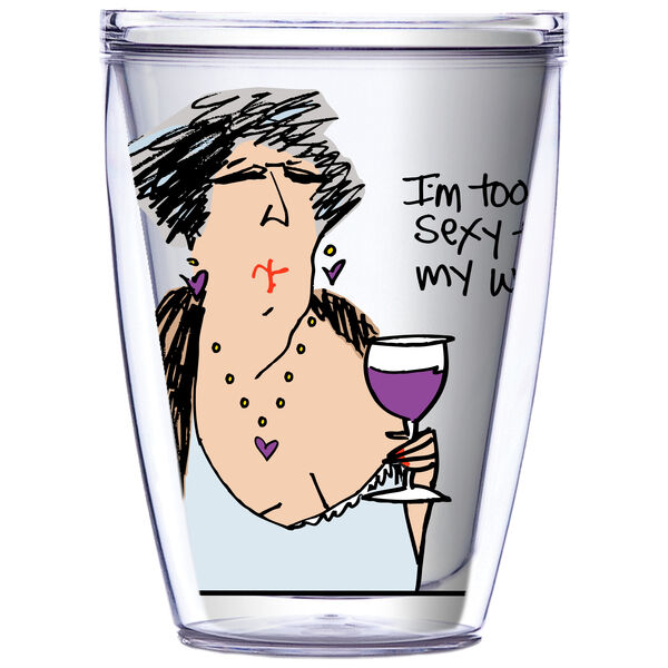 16oz Tumbler - I'm too Sexy for my Wine WP14 w/ Purple Lid 02-12598