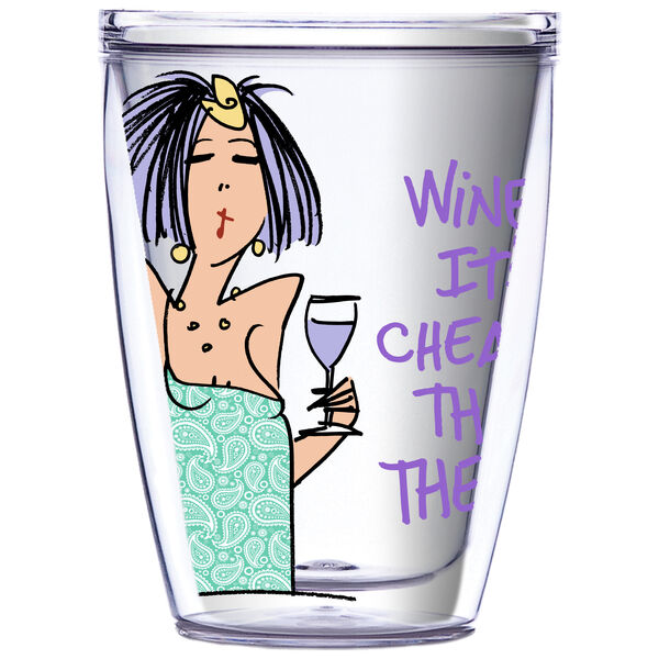 16oz Short Tumbler - Wine is Cheaper than Therapy WP30 without lid 01-12607