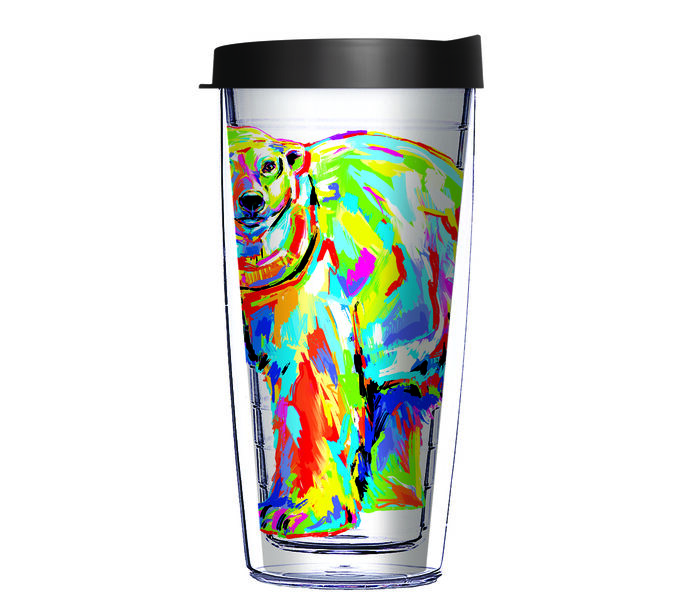 16oz Short Tumbler - Pop Art Colors Polar Bear without lid 01-12621