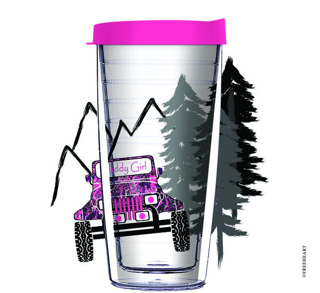 28oz Sport Tumbler - Muddy Girl Pink Off Road w/ Gray Lid ST-12626