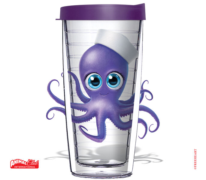 16oz Tumbler - Octopus Animal Club w/ Purple Lid 02-12635